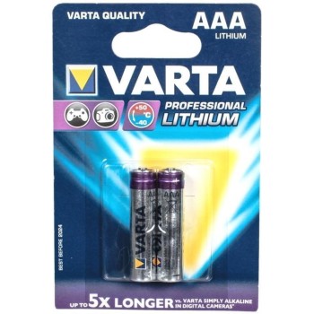 PILA DE LITIO 1,5V AAA  10,5x44,5mm 1100mAh 2uds. VARTA