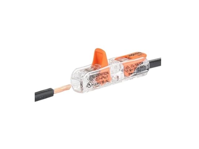 CLEMA DE EMPALME HEMBRA 2 PINES RECTA 0,2 4 mm2 32A 400V NARANJA PALANCA RETENEDOR AEREA