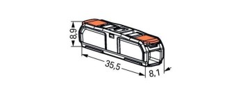 CLEMA DE EMPALME HEMBRA 2 PINES RECTA 0,2 4 mm2 32A 400V NARANJA PALANCA RETENEDOR AEREA