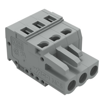 CLEMA DE EMPALME HEMBRA 3 PINES RECTA 5,08 mm 0,5 2,5 mm2 16A 320V GRIS MUELLE PRESION AEREA