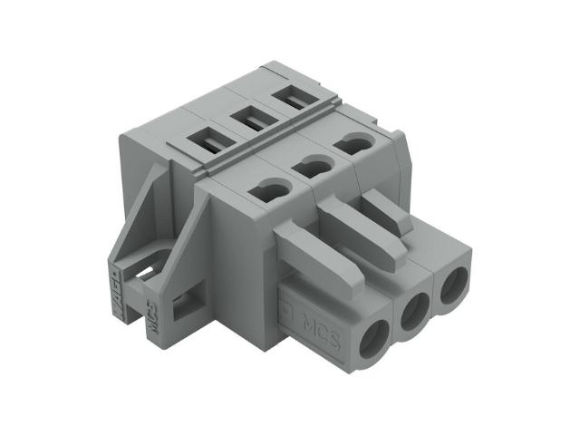 CLEMA DE EMPALME HEMBRA 3 PINES RECTA 5,08 mm 0,5 2,5 mm2 16A 320V GRIS MUELLE PRESION EMPOTRAR