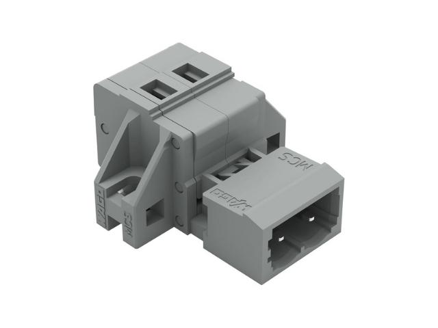 CLEMA DE EMPALME MACHO 2 PINES RECTA 5,08 mm 0,5 2,5 mm2 16A 320V GRIS MUELLE PRESION EMPOTRAR