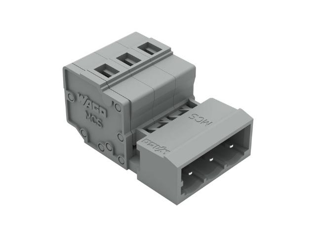 CLEMA DE EMPALME MACHO 3 PINES RECTA 5,08 mm 0,5 2,5 mm2 16A 320V GRIS MUELLE PRESION AEREA