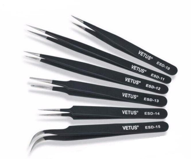 KIT 6 PINZAS ANTIESTATICAS DE PRECISION