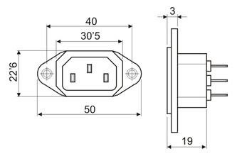 BASE DE CONEXION MACHO IEC320 C14