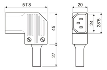 CLAVIJA MACHO IEC320 C14 DESMONTABLE