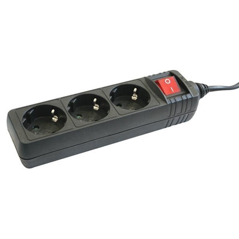 BASE MULTIPLE NEGRA 3 TOMAS CON INTERRUPTOR