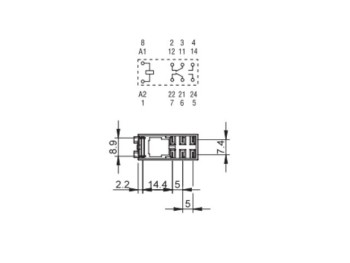 RELE INDUSTRIAL FINDER 12V DC 8A 2CO MONTAJE EN ZÓCALO