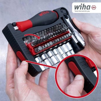 WIHA JUEGO DE BITS Y LLAVE DE BASO EN SURTIDO DE 40UND 1/4"