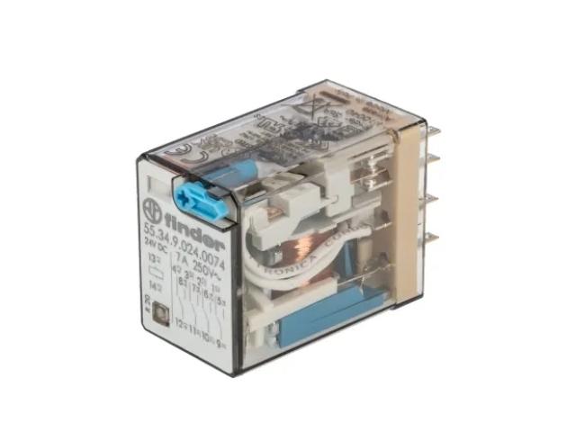 RELE INDUSTRIAL FINDER 24V DC 7A 4CO MONTAJE EN ZÓCALO