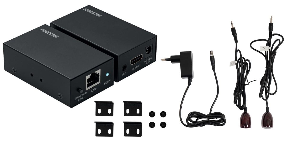 EXTENSOR HDMI POR CABLE RJ HDMI FONESTAR NEGRO 60M RJ45 x 5 HDMI 1080p 1 4
