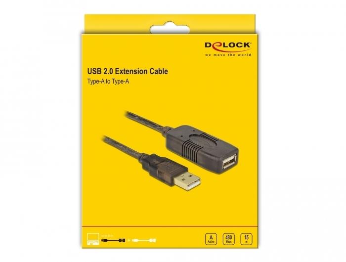 CONEXIÓN USB AMPLIFICADO Macho - Hembra 15 MTS NEGRO CAJA