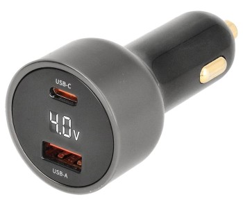 CARGADOR RAPIDO DE COCHE 12/24V USB-C + USB-A PD 65W