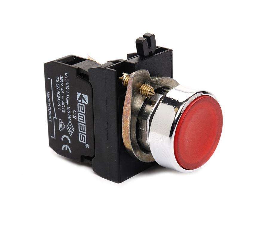 PULSADOR MET. ROJO IP65 1NC