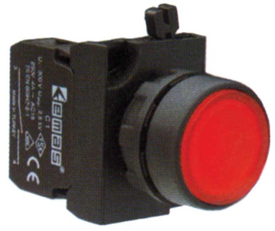 C/PULSADOR PLAS.ROJO IP65 1NC