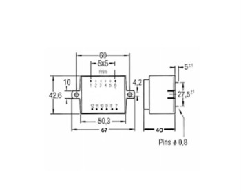 TRANSFORMADOR ENCAPSULADO 21.5V-8.5V 12VA