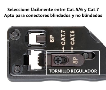 CRIMPADORA DE CONECTORES MODULARES RJ11/12 Y RJ45 CAT.7/6/5