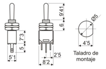 INTERRUPTOR / CONMUTADUR UNIPOLAR ON-ON / ON-OFF