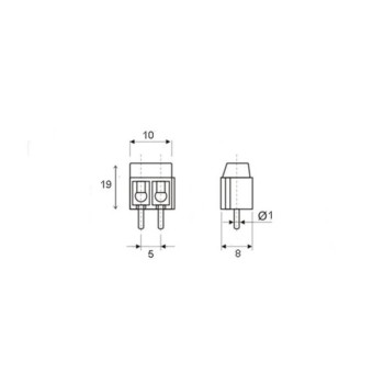 REGLETA CIRCUITO IMPRESO HEMBRA 2 PINES RECTA 5,08 mm 0,5 2,5 mm2 15A 250V GRIS TORNILLO SOLDAR