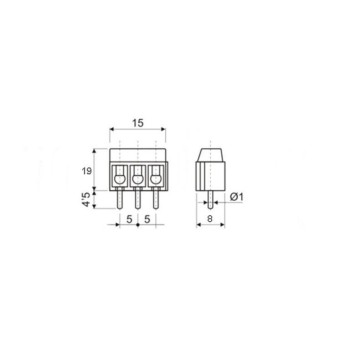 REGLETA CIRCUITO IMPRESO HEMBRA 3 PINES RECTA 5,08 mm 0,5 2,5 mm2 15A 250V GRIS TORNILLO EMPOTRAR