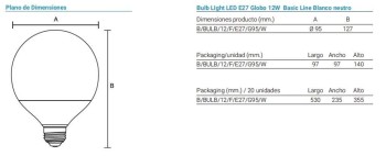 SYSLED BOMBILLA LED GLOBO 12W 4000K