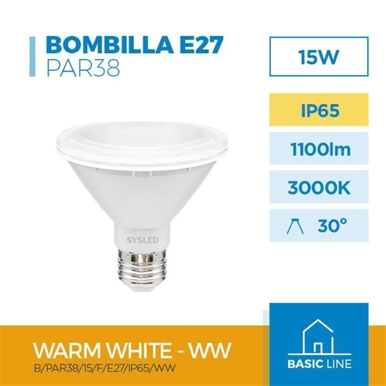 SYSLED BOMBILLA LED PAR38 15W 3000K