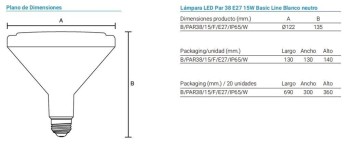 SYSLED BOMBILLA LED PAR38 15W 4000K