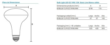 SYSLED BOMBILLA LED R90 12W 3000K