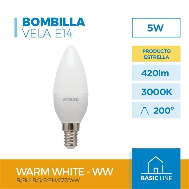 SYSLED BOMBILLA LED DE VELA 5W 3200K