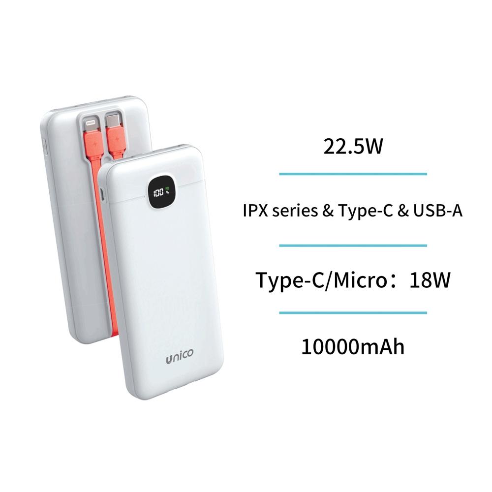 POWER BANK CON PANTALLA DIGITAL Y CABLE TIPO C + LIGHTING