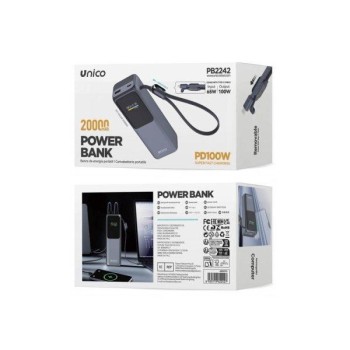 POWER BANK 20000mAh CON PUERO TIPO-C, USB Y CARGA RAPIDA