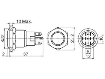 PULSADOR DE ACERO INOXIDABLE  ON-OFF