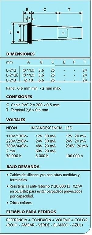 PILOTO NEON ROJO 220VAC