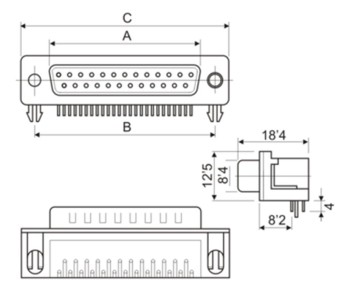 CONECTOR SUB-D25 PARA CIRCUITO IMPRESO