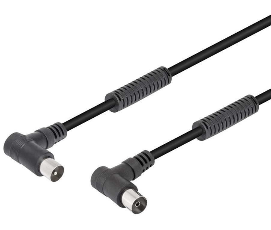 CONEXIÓN ANTENA TV ACODADO Macho - Hembra 2,5 MTS NEGRO